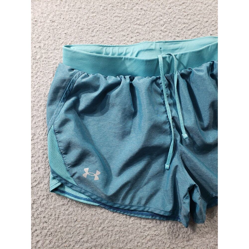 Under Armour Shorts Women's Medium Teal Blue 2.0 Fly By Running Athleisure 28x3 - Picture 2 of 16